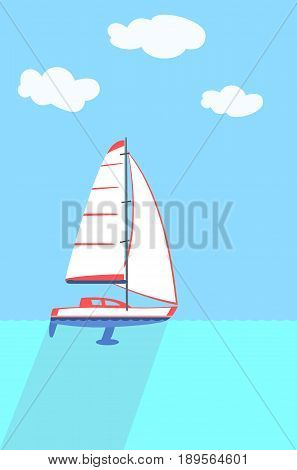 A sailboat or sailing boat with underwater part. Side view. Flat style.Vector illustration.
