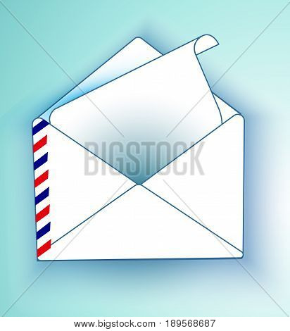 An envelope with a letter on a light background. Vector mailing envelope with the sent.