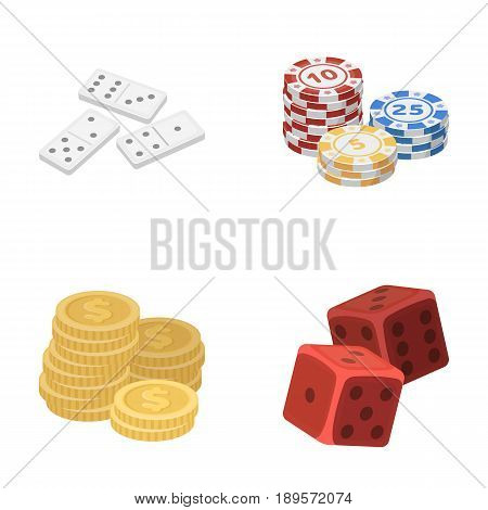 Domino bones, stack of chips, a pile of mont, playing blocks. Casino and gambling set collection icons in cartoon style vector symbol stock illustration .