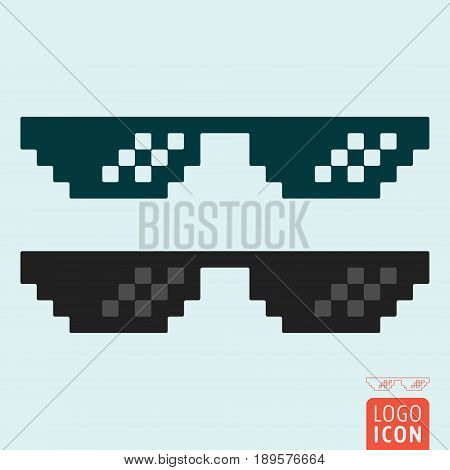 Pixel glasses icon. Thug life meme glasses. Vector illustration