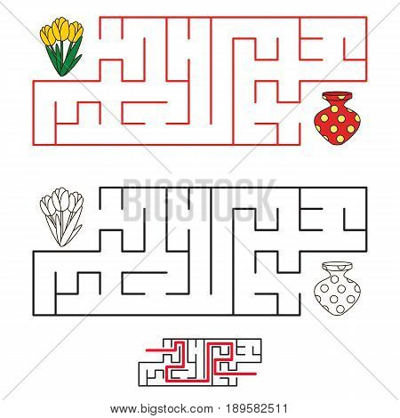Search The Labyrinth Way. Kid Maze Game To Be Colored.