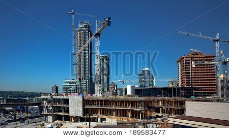 New construction of high-rise buildings in Burnaby city