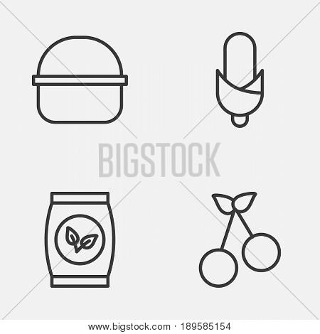 Farm Icons Set. Collection Of Package, Maize, Grains And Other Elements. Also Includes Symbols Such As Seed, Bundle, Basket.