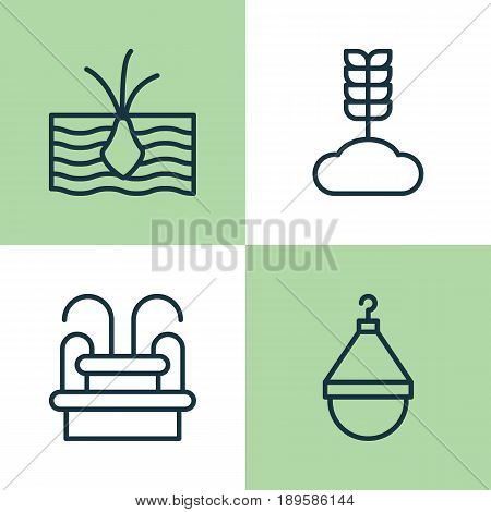 Icons Set. Collection Of Growing Plant, Cereal, Water Monument And Other Elements. Also Includes Symbols Such As Monument, Fountain, Scale.