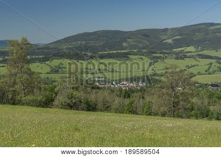 View in Jeseniky mountains in spring sunny nice day