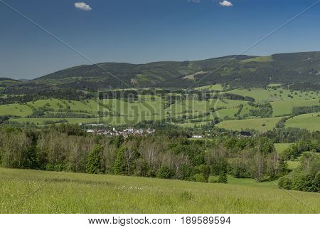View in Jeseniky mountains in spring sunny nice day