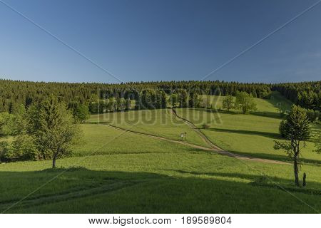 View in Jeseniky mountains in spring sunny nice day
