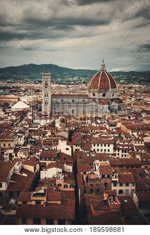Florence Cathedral viewed from Tower of Arnolfo at Palazzo Vecchio rooftop view