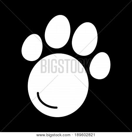 Pet paw simple vector icon. Black and white illustration of animal paw. Solid linear icon. eps 10