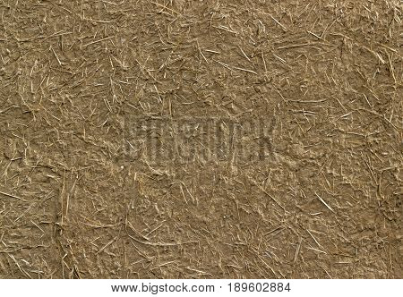 Old Clay Wall Cracked Straw Background
