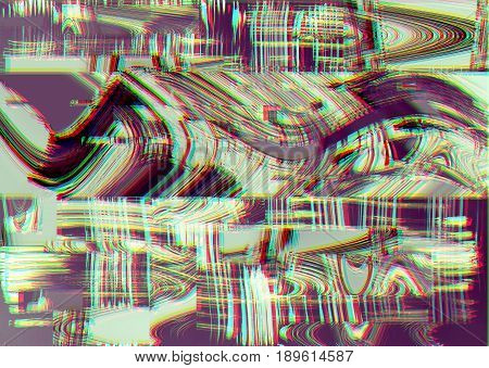 Glitch psychedelic background. Old TV screen error. Digital pixel noise abstract design. Broken pixels glitch. Television signal fail. Technical problem grunge wallpaper. Colorful noise rerto