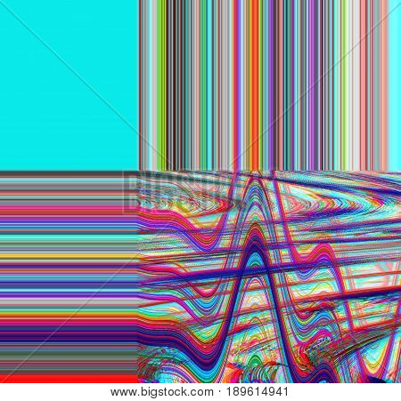 Glitch psychedelic background. Old TV screen error. Digital pixel noise abstract design. Broken pixels glitch. Television signal fail. Technical problem grunge wallpaper. Colorful noise rerto