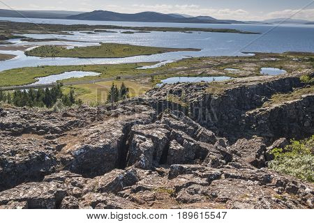 Thingvellir valley - Iceland. The seam between the Eurasian and North American tectonic plates.