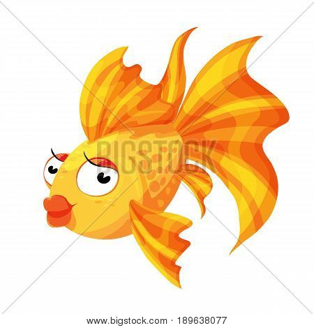 Vector illustration of a goldfish. With a fluffy tail for postcards icons children's books.