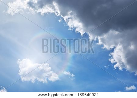 Deep blue sky and summer sun. Nature airscape.