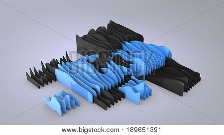 Abstract wavy shapes background 3D rendering, illustration