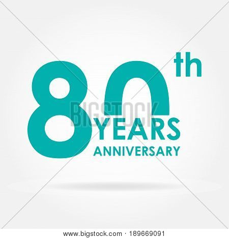 80 years anniversary icon. Template for celebration and congratulation design. Flat vector illustration of 80th anniversary label.