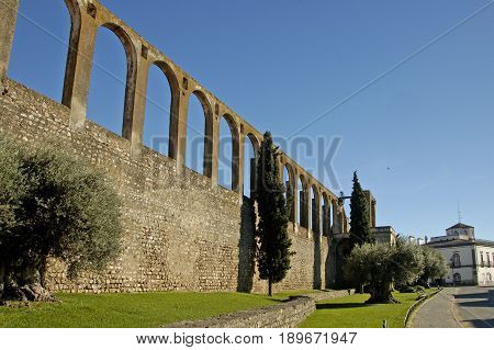 The ruins of an ancient aquaduct in Portugal.