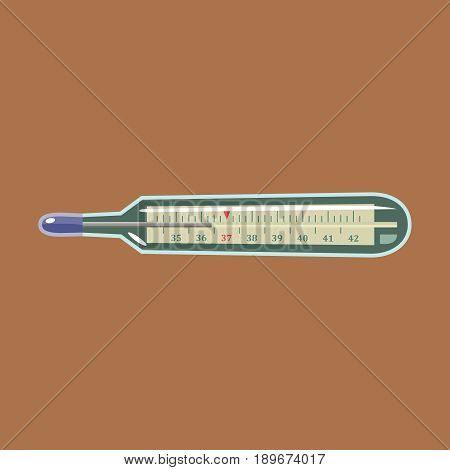 Medical thermometer icon. Flat design style. Medical thermometer silhouette.
