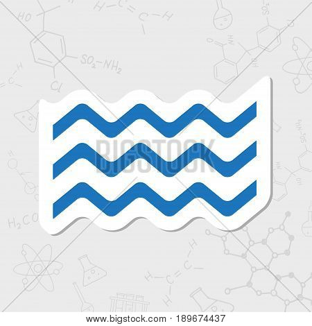 Vector flat sticker waves icon on white background