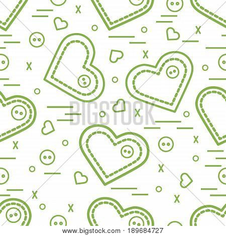 Cute Seamless Pattern With Needle Cases And Buttons. Greeting Card Valentine’s Day.