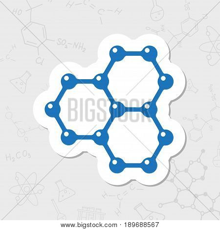Vector flat sticker graphene icon on white background . Science illustration