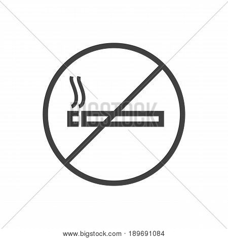 Isolted Forbidden Outline Symbol On Clean Background. Vector No Smoking Element In Trendy Style.