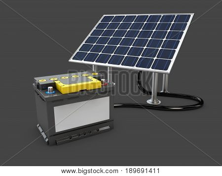 Solar battery on a white background. 3d illustration
