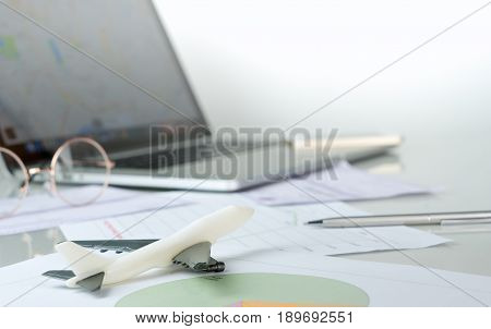 Business travel planning and Aviation business office concept