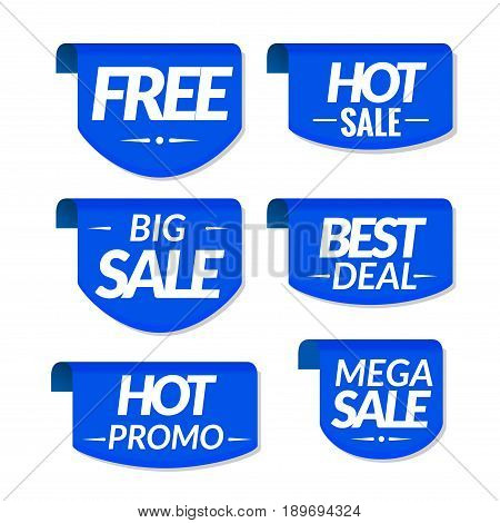 Sale tags labels. Special offer hot sale discount signs.