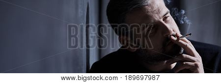 Man Addicted To Cigarettes