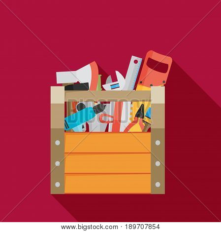 Workspace carpenter tools trendy flat icon with long shadow
