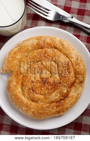 Burek and a cup of ayran
