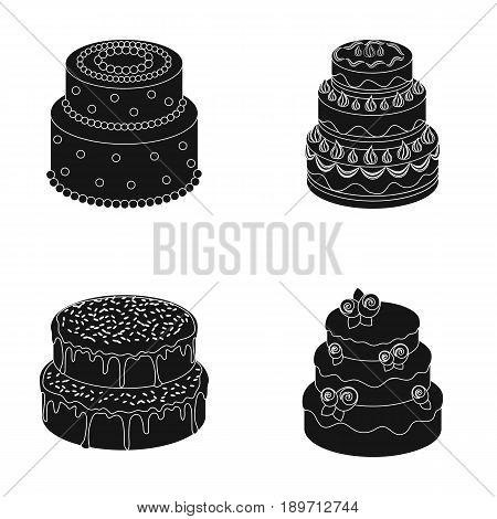 Sweetness, dessert, cream, treacle .Cakes country set collection icons in black style vector symbol stock illustration .