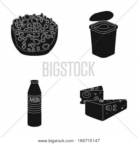 Milk, Calcium, Product, Food .Milk product and sweet set collection icons in black style vector symbol stock illustration .