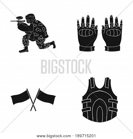 Sport, game, paintball, competition .Paintball set collection icons in black style vector symbol stock illustration .