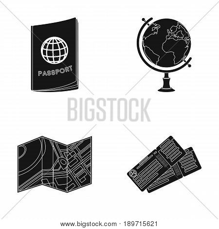 Vacation, travel, passport, globe .Rest and travel set collection icons in black style vector symbol stock illustration .