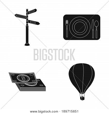 Vacation, travel, pointer, way, navigation .Rest and travel set collection icons in black style vector symbol stock illustration .