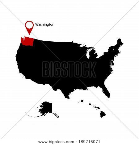 Washington State in the United States map on a white background
