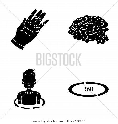 Technology, innovation, man, complemented .Virtual reality set collection icons in black style vector symbol stock illustration .