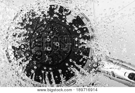 shower head with water drops flowing. bathrooom