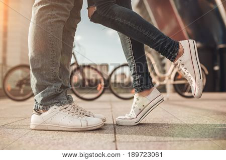 Romantic Couple With Bicycles