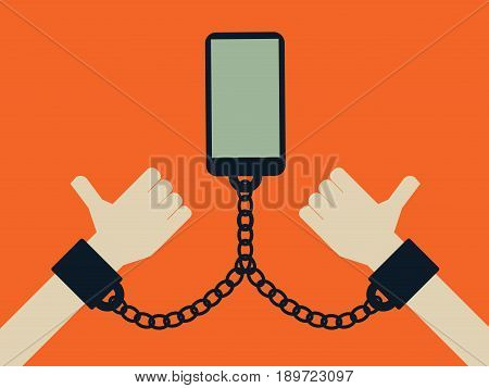 Smartphone and mobile phone internet technology addiction concept. Social media and networks addiction. Eps10 vector illustration.