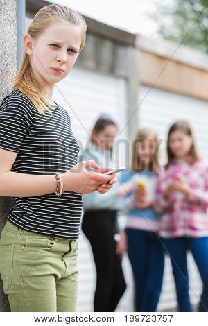 Pre Teen Girl Being Bullied By Text Message