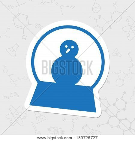 Vector christmas icon. New year illustration. flat sticker Snow globe with snowman on white background