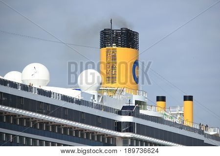 Velsen The Netherlands - May 30th 2017: Costa Mediterranea on North Sea Channel towards North Sea