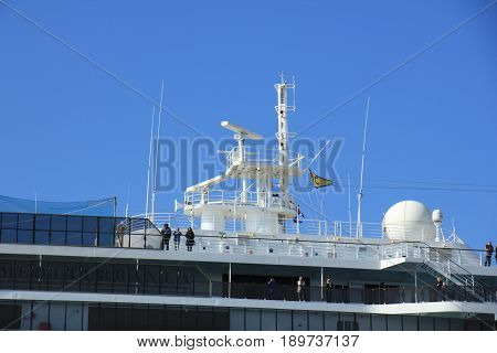 Velsen The Netherlands - May 30th 2017: Costa Mediterranea on North Sea Channel detail