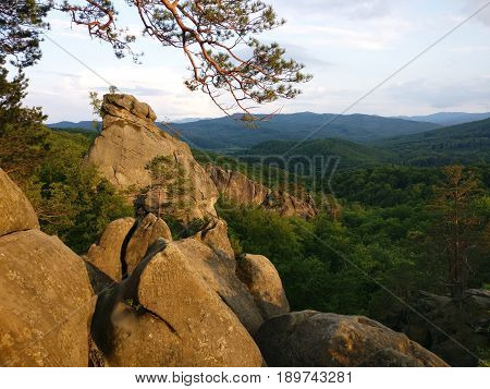 Landscape in the mauntains - Dovbush rocks, Ukraine