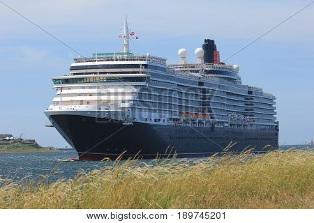 IJmuiden The Netherlands - June 5th 2017: Queen Victoria Cunard on North Sea Channel towards North Sea Lock in IJmuiden