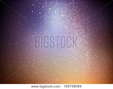 Space vector background with stars. Universe illustration. Colored cosmos backdrop with stars claster. Brown and blue colors.
